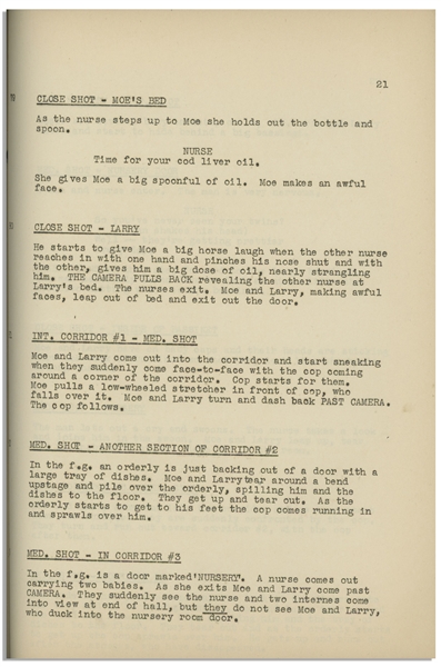 Moe Howard's 30pp. Script Dated April 1940 for The Three Stooges Film ''From Nurse to Worse'' -- Very Good Condition